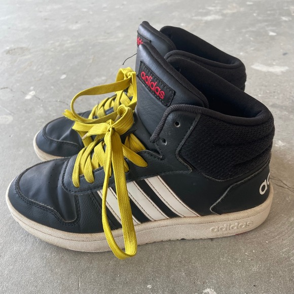 Adidas Shoes Men 4.5 Hoops MID sneakers Black White Basketball neon laces - Picture 3 of 11